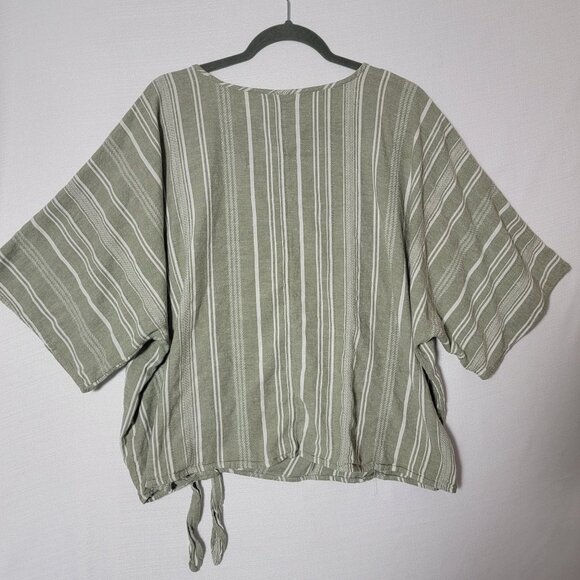 Time & Tru Womens Top Sz XXL Pull Over Side Knot Rayon Linen Blend Sage Green - Picture 4 of 13